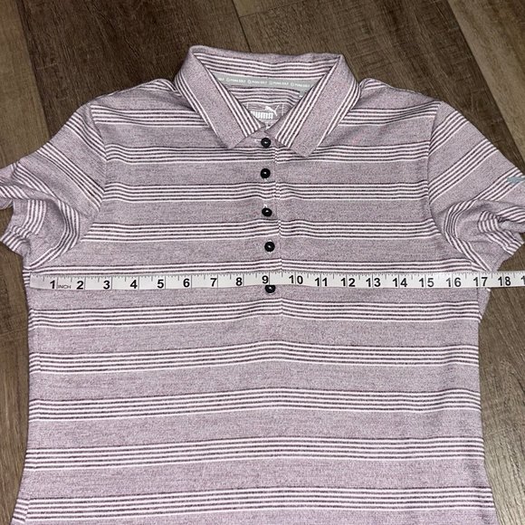 NEW ~ PUMA GOLF White & Purple Striped Dry Cell Polo Shirt Size Small - Picture 11 of 12